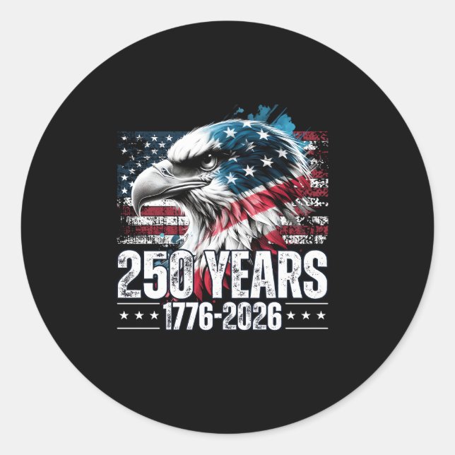 250th Anniversary United States Birthday Long Slee Classic Round Sticker (Front)