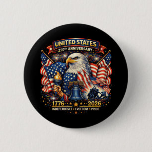 250th Anniversary USA 1776–2026 American Heritage 2 Inch Round Button