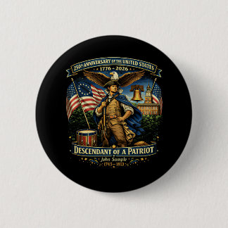 250th Anniversary USA 1776–2026 American Heritage 2 Inch Round Button