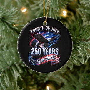 250th Anniversary USA 1776-2026 Patriotic American Ceramic Ornament