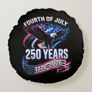 250th Anniversary USA 1776-2026 Patriotic American Round Pillow