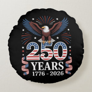 250th Anniversary USA 1776 2026 Patriotic Eagle Round Pillow