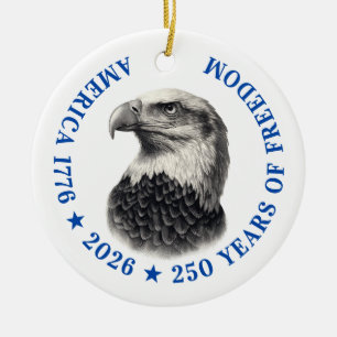 250th Anniversary USA 2026 Bald Eagle  Ceramic Ornament