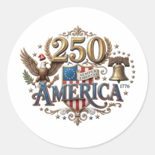 250TH ANNIVERSARY USA CLASSIC ROUND STICKER