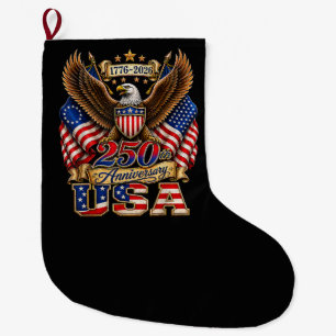 250th Anniversary USA Flag 250 Years American Large Christmas Stocking