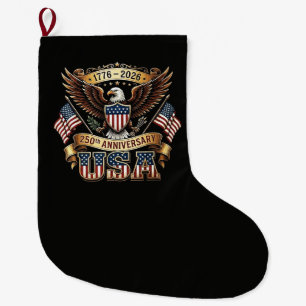 250th Anniversary USA Flag 250 Years American Large Christmas Stocking