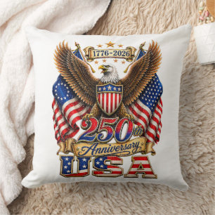 250th Anniversary USA Flag 250 Years American Throw Pillow