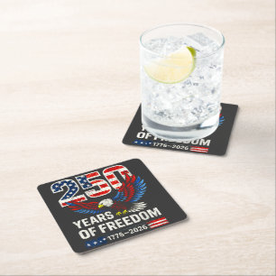 250th anniversary usa flag american square paper coaster