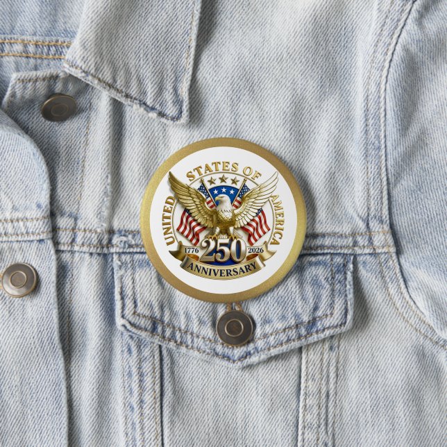 250th Anniversary USA Patriotic | 1776–2026 3 Inch Round Button (In Situ)