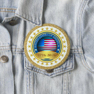 250th Anniversary USA Patriotic 1776–2026 4 Inch Round Button