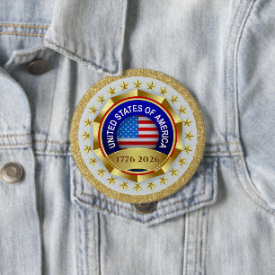 250th Anniversary USA Patriotic   1776–2026 4 Inch Round Button
