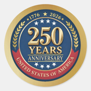 250th Anniversary USA Patriotic 1776–2026 Classic Round Sticker
