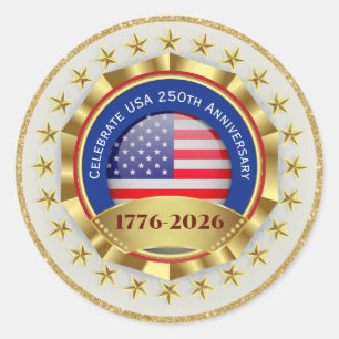 250th Anniversary USA Patriotic 1776–2026 Classic Round Sticker