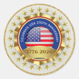 250th Anniversary USA Patriotic 1776–2026 Classic Round Sticker