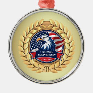 250th Anniversary USA Patriotic   1776–2026 Metal Ornament