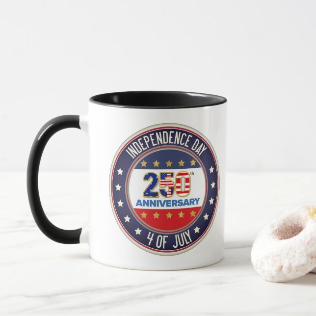 250th Anniversary USA Patriotic | 1776–2026 Mug (With Donut)