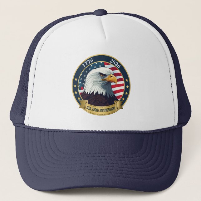250th Anniversary USA Patriotic | 1776–2026 Trucker Hat (Front)