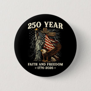 250th Anniversary USA Patriotic 250 Years American 2 Inch Round Button