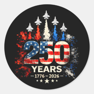 250th anniversary usa patriotic 250 years american classic round sticker