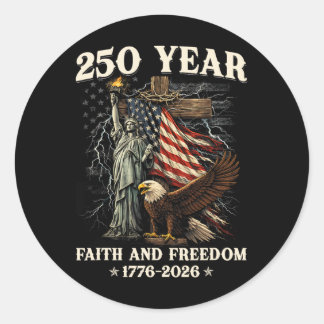 250th Anniversary Usa Patriotic 250 Years American Classic Round Sticker