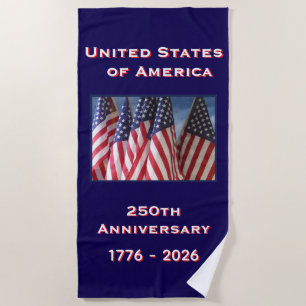 250th Anniversary USA Patriotic American Flags Beach Towel