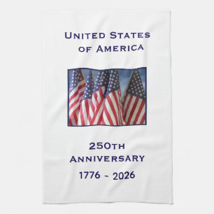 250th Anniversary USA Patriotic American Flags Kitchen Towel