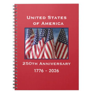 250th Anniversary USA Patriotic American Flags Notebook