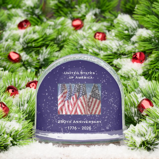 250th Anniversary USA Patriotic American Flags Snowglobe (Christmas)