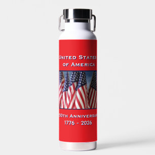 250th Anniversary USA Patriotic American Flags Water Bottle