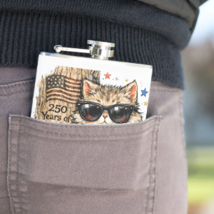 250th Anniversary USA Patriotic Cat Iced Coffee Hip Flask