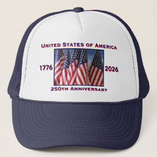 250th Anniversary USA Patriotic Dark Blue Trucker Hat