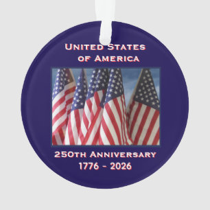 250th Anniversary USA Patriotic Flags Acrylic Ornament