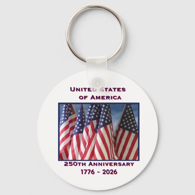250th Anniversary USA Patriotic Flags  Keychain (Front)