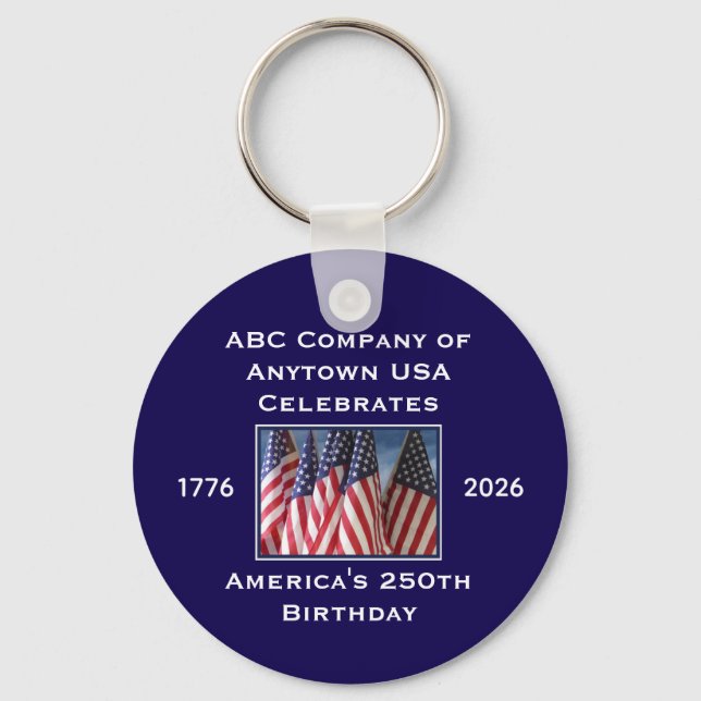 250th Anniversary USA Patriotic Flags  Keychain (Front)