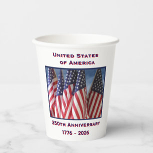 250th Anniversary USA Patriotic Flags  Paper Cups