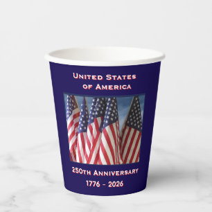 250th Anniversary USA Patriotic Flags  Paper Cups