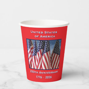 250th Anniversary USA Patriotic Flags  Paper Cups