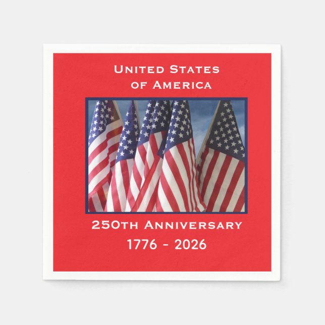 250th Anniversary USA Patriotic Flags Paper Napkin (Front)