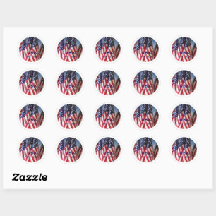 250th Anniversary USA Patriotic Flags Premium Classic Round Sticker