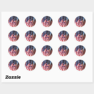 250th Anniversary USA Patriotic Flags Premium Classic Round Sticker