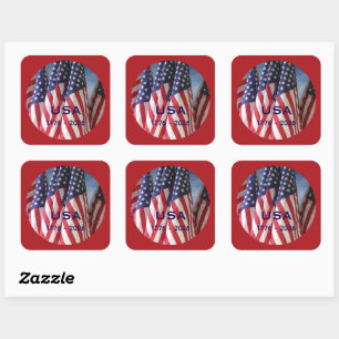 250th Anniversary USA Patriotic Flags Premium Square Sticker