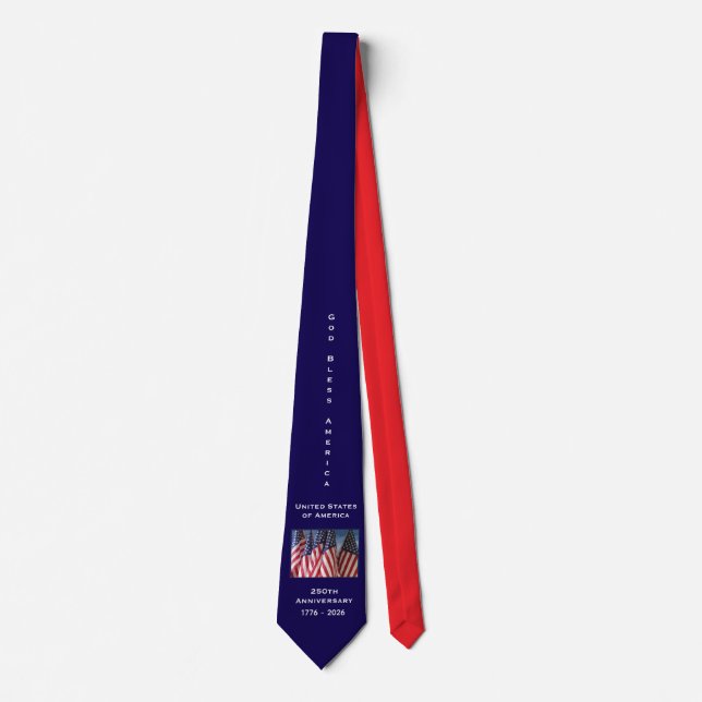 250th Anniversary USA Patriotic God Bless America  Tie (Front)