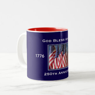 250th Anniversary USA Patriotic God Bless America Two-Tone Coffee Mug