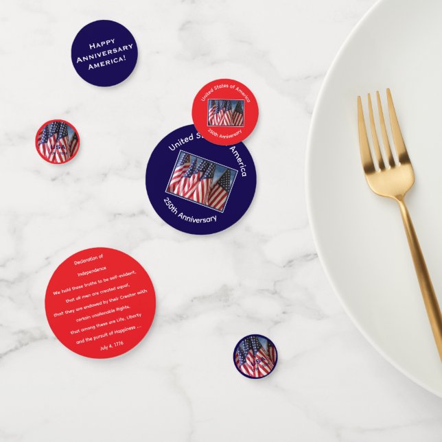 250th Anniversary USA Patriotic Red Blue Table Confetti (Group)