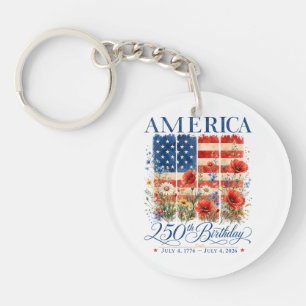 250th Anniversary USA Women 4th of July America 25 Keychain