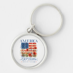 250th Anniversary USA Women 4th of July America 25 Keychain