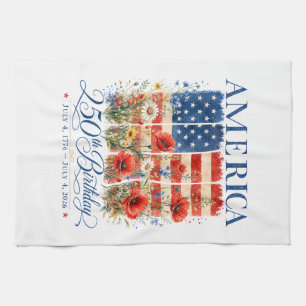250th Anniversary USA Women 4th of July America 25 Kitchen Towel