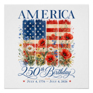 250th Anniversary USA Women 4th of July America 25 Poster
