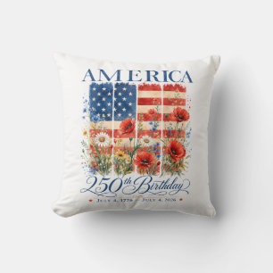 250th Anniversary USA Women 4th of July America 25 Throw Pillow