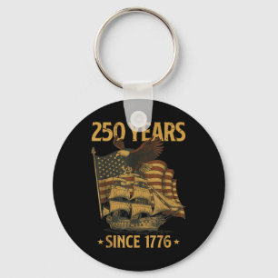 250th Birthday Independence Day Bald Eagle Patriot Keychain